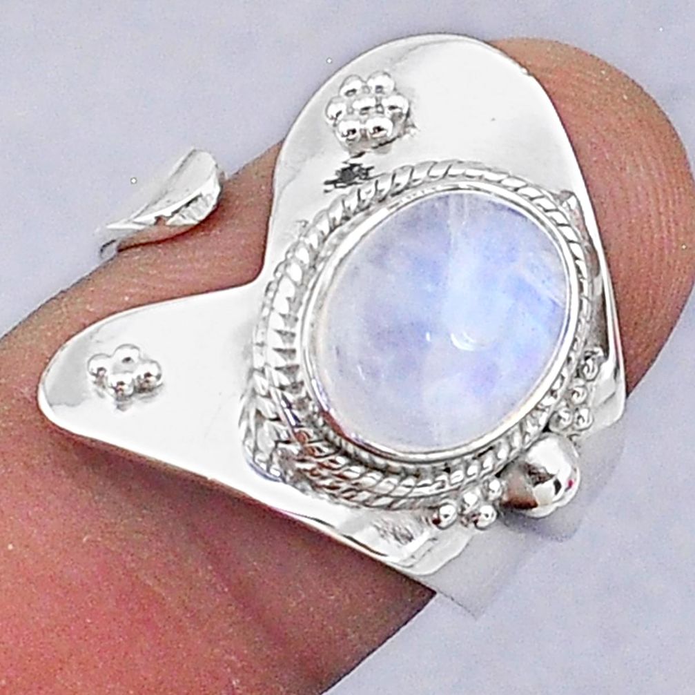 4.10cts natural rainbow moonstone 925 silver adjustable ring size 7 t8565