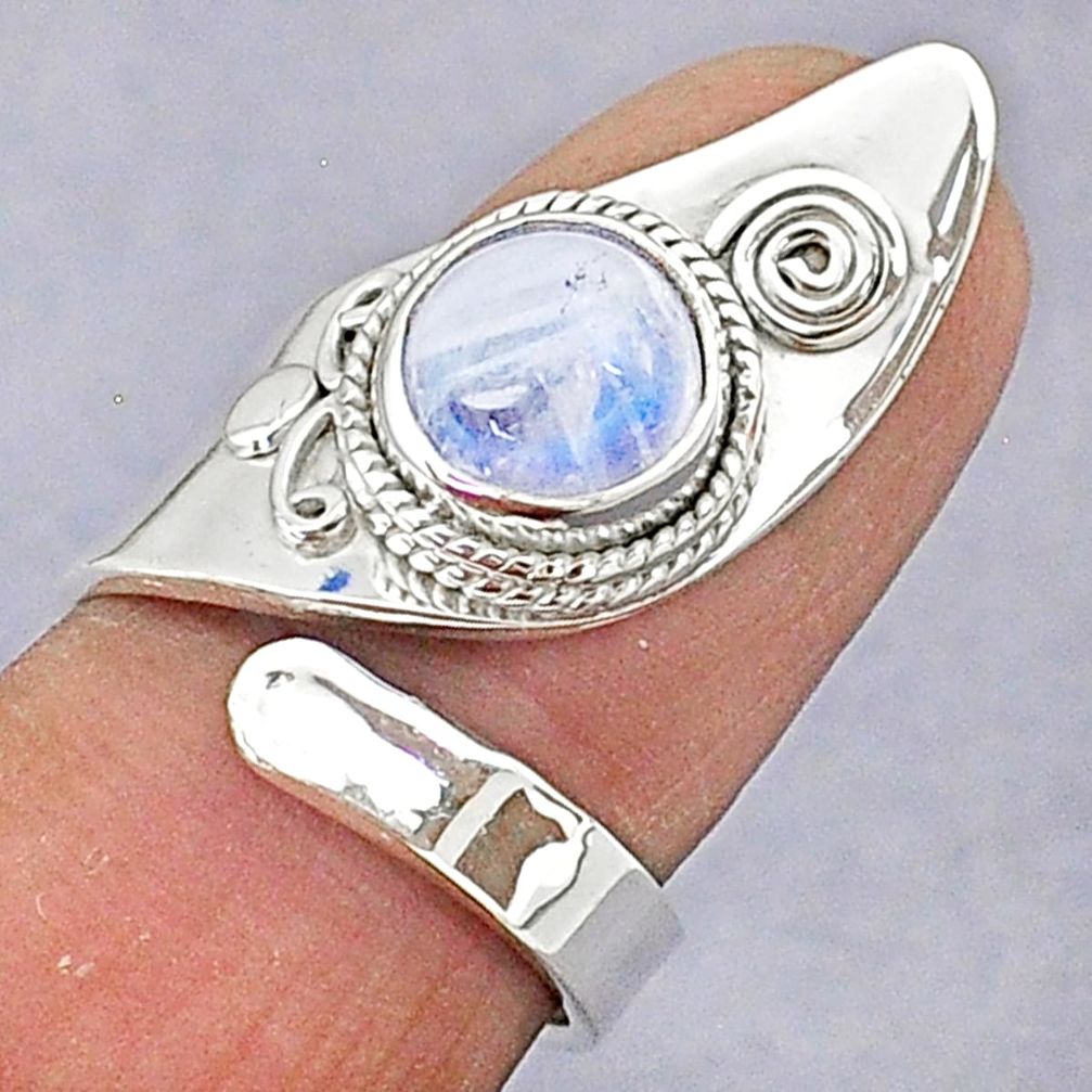 3.01cts natural rainbow moonstone 925 silver adjustable ring size 7 t8616