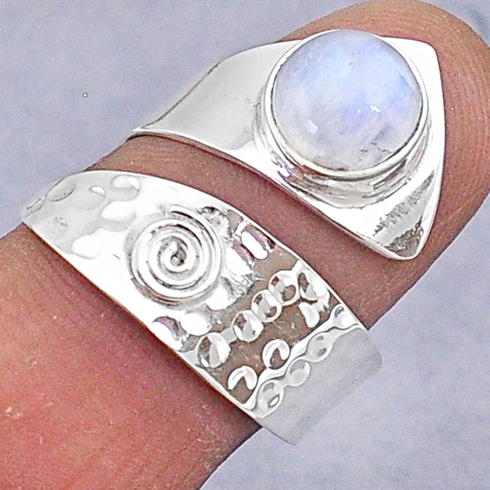3.06cts natural rainbow moonstone 925 silver adjustable ring size 8 t8567