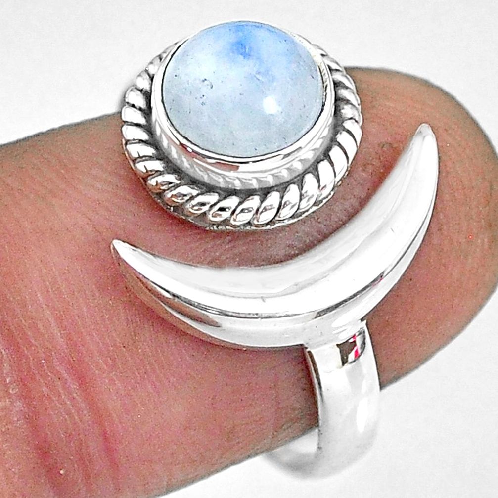 2.53cts natural rainbow moonstone 925 silver moon ring size 9 r89658