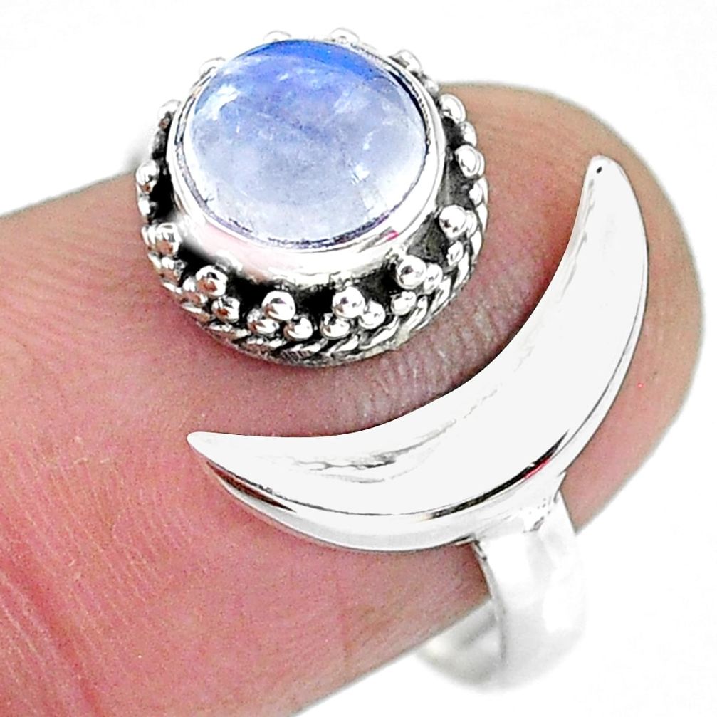 2.51cts natural rainbow moonstone 925 silver moon ring size 9 r89799