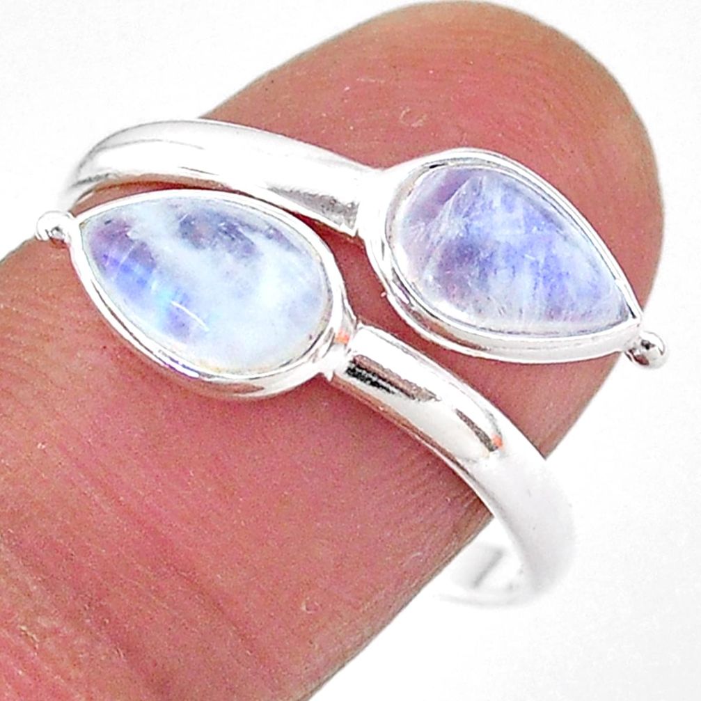 4.77cts natural rainbow moonstone 925 silver adjustable ring size 9 t1679
