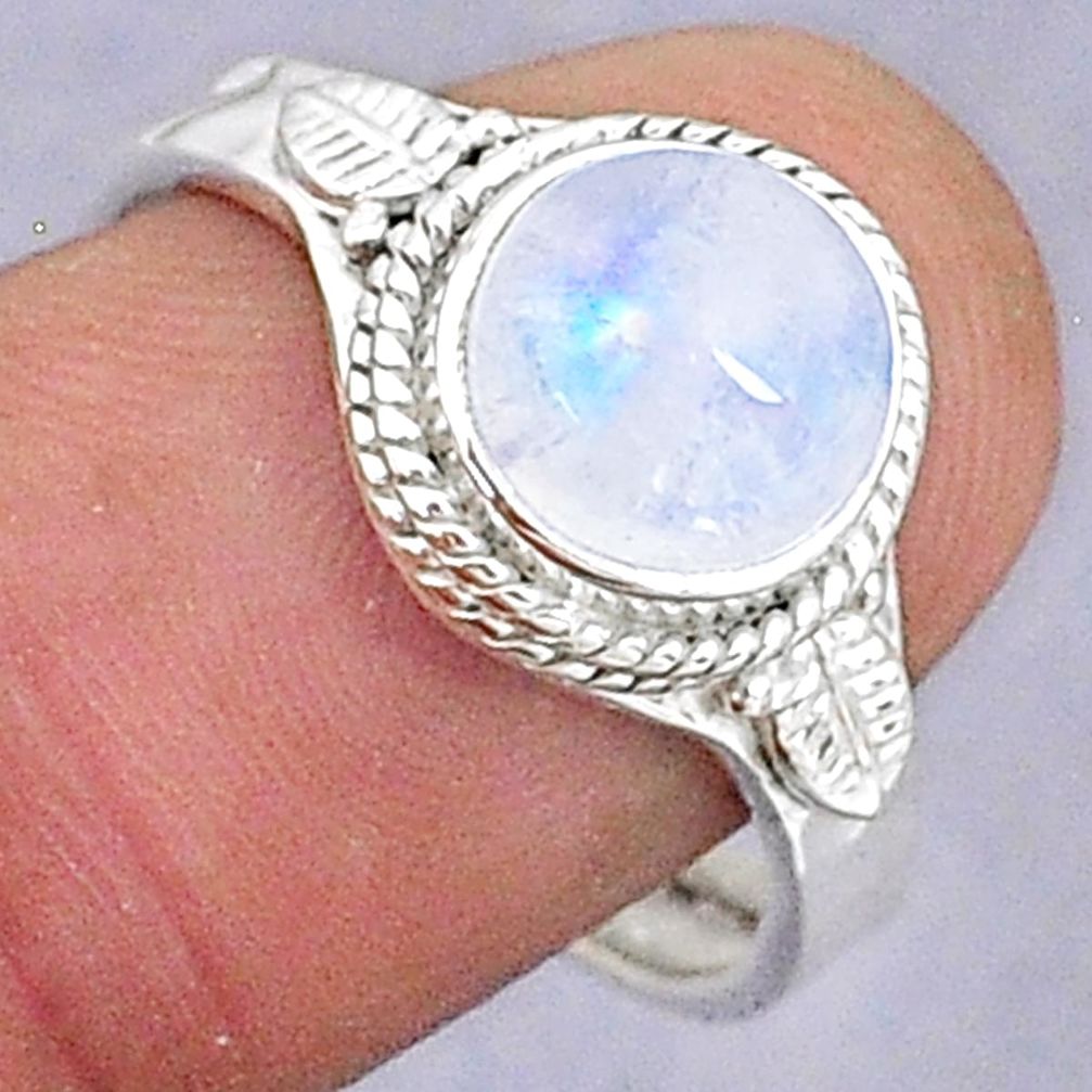 3.30cts natural rainbow moonstone 925 silver adjustable ring size 9 t8584