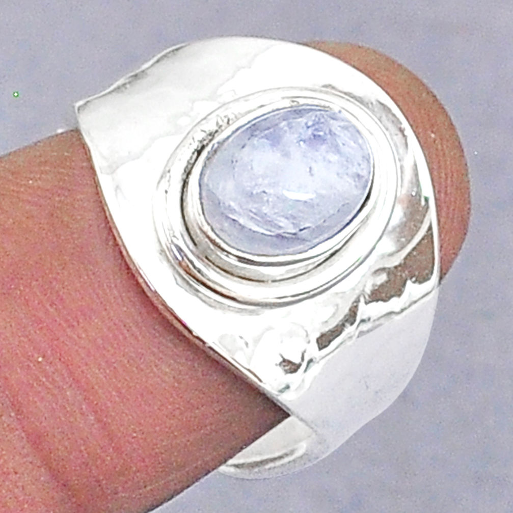 1.87cts natural rainbow moonstone 925 silver adjustable ring size 6.5 t8679