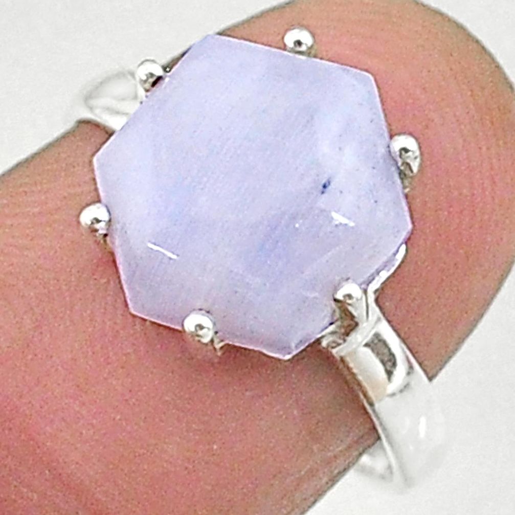 4.86cts natural rainbow moonstone silver solitaire handmade ring size 7 t8287