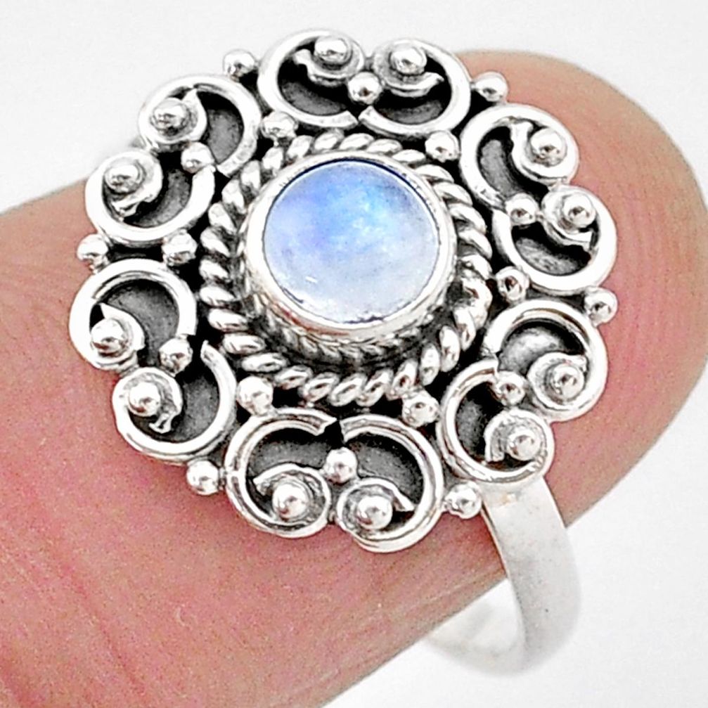 0.76cts natural rainbow moonstone 925 silver solitaire ring jewelry size 8 t2120