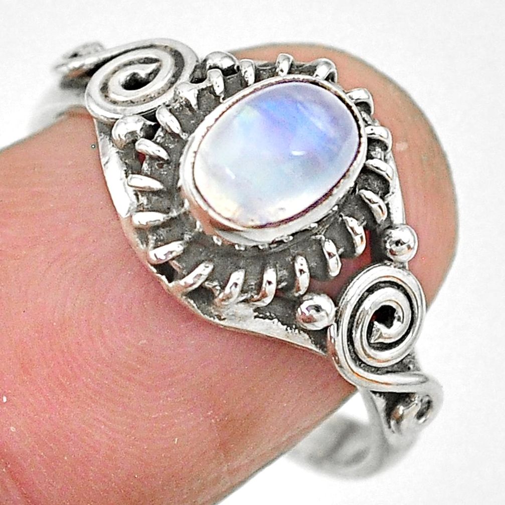 1.54cts natural rainbow moonstone 925 silver solitaire ring jewelry size 8 t7695