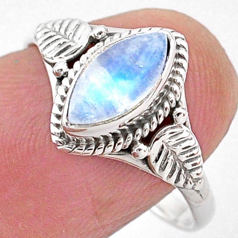 2.50cts natural rainbow moonstone 925 silver solitaire ring jewelry size 9 t2114