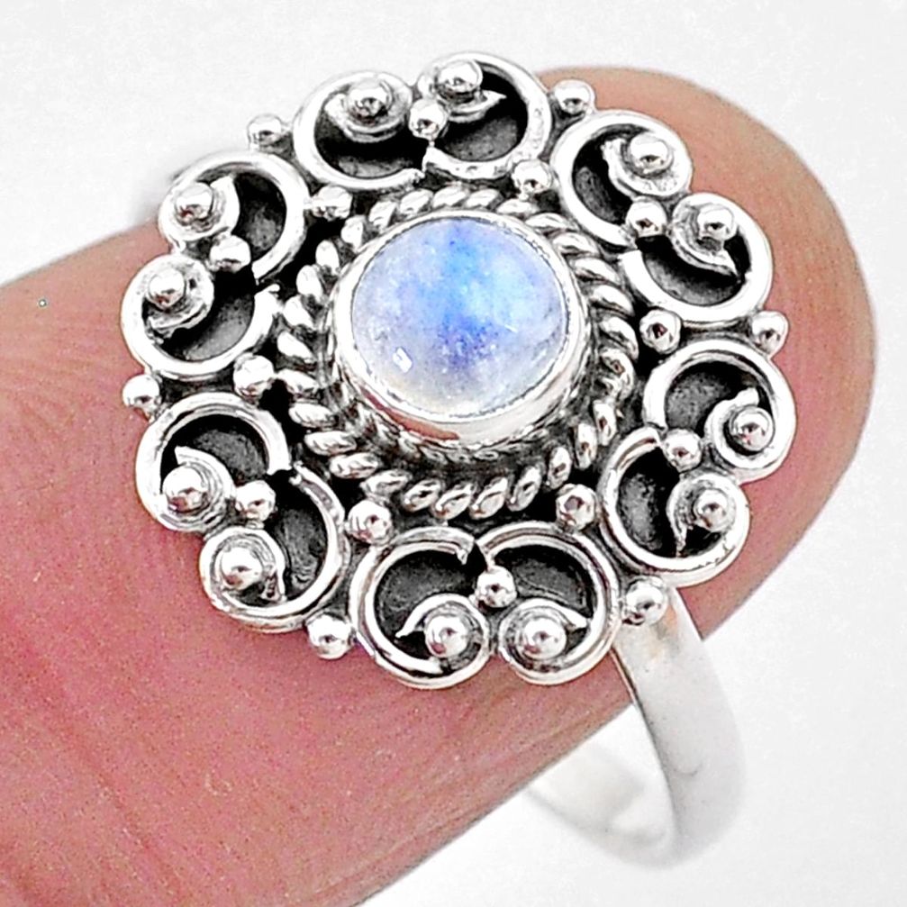 0.98cts natural rainbow moonstone 925 silver solitaire ring jewelry size 9 t2117