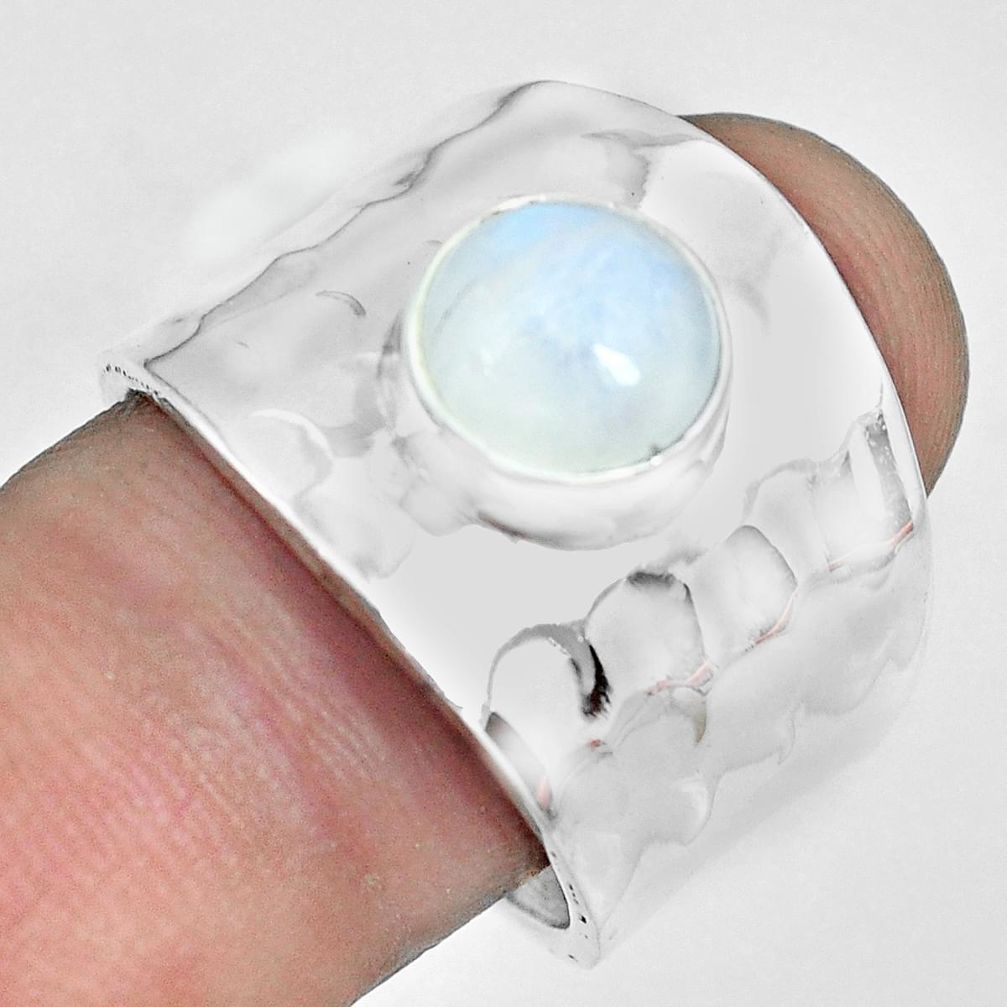 3.28cts natural rainbow moonstone 925 silver solitaire ring size 8.5 p70120