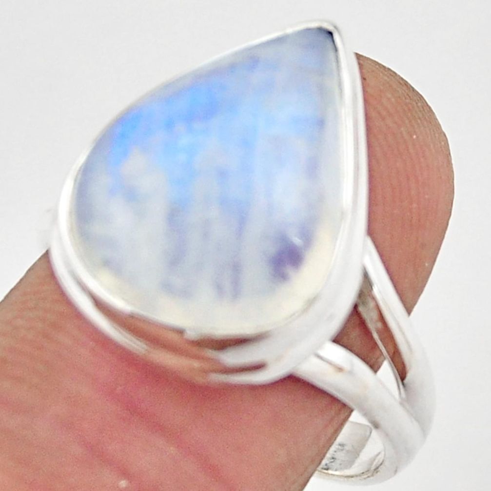 12.83cts natural rainbow moonstone 925 silver solitaire ring size 8.5 r21461