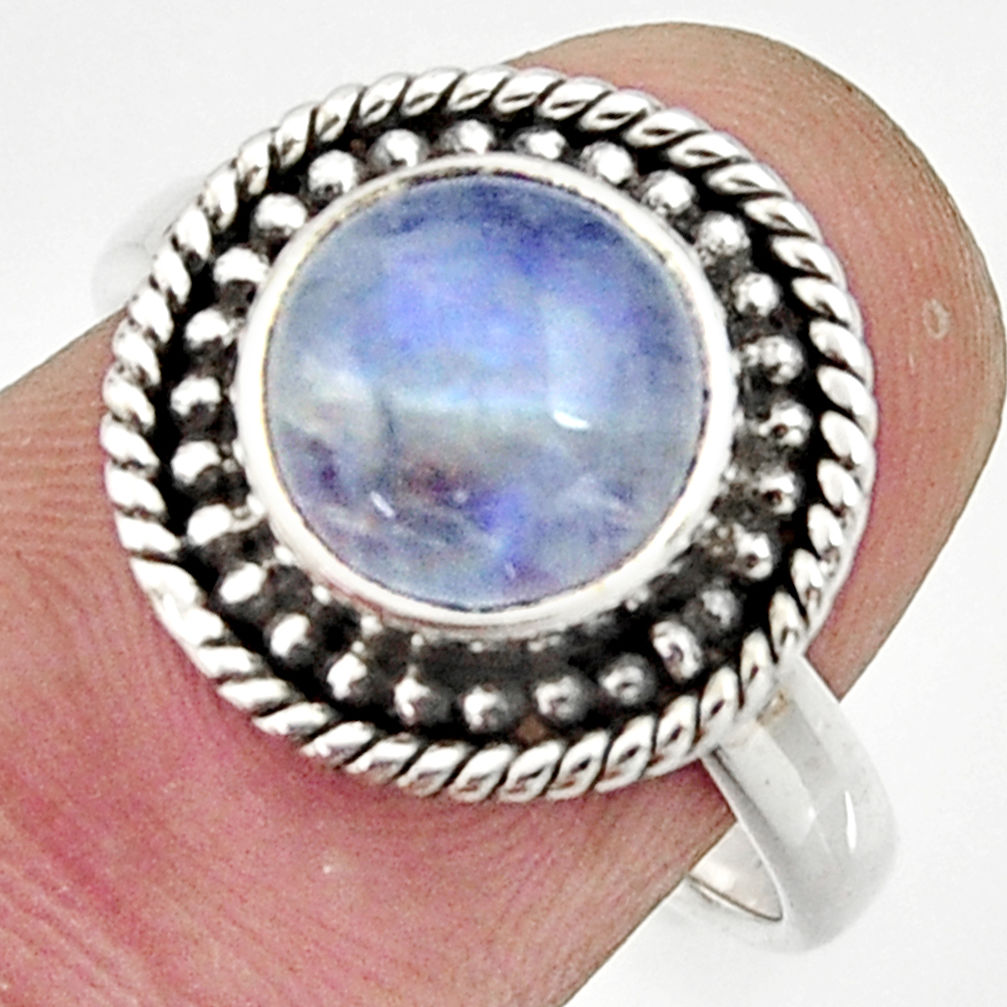 4.70cts natural rainbow moonstone 925 silver solitaire ring size 7.5 r26615