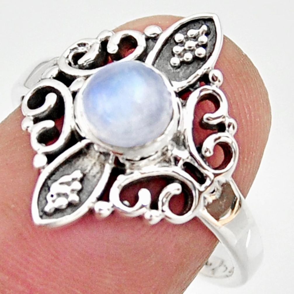 1.21cts natural rainbow moonstone 925 silver solitaire ring size 7.5 r35916
