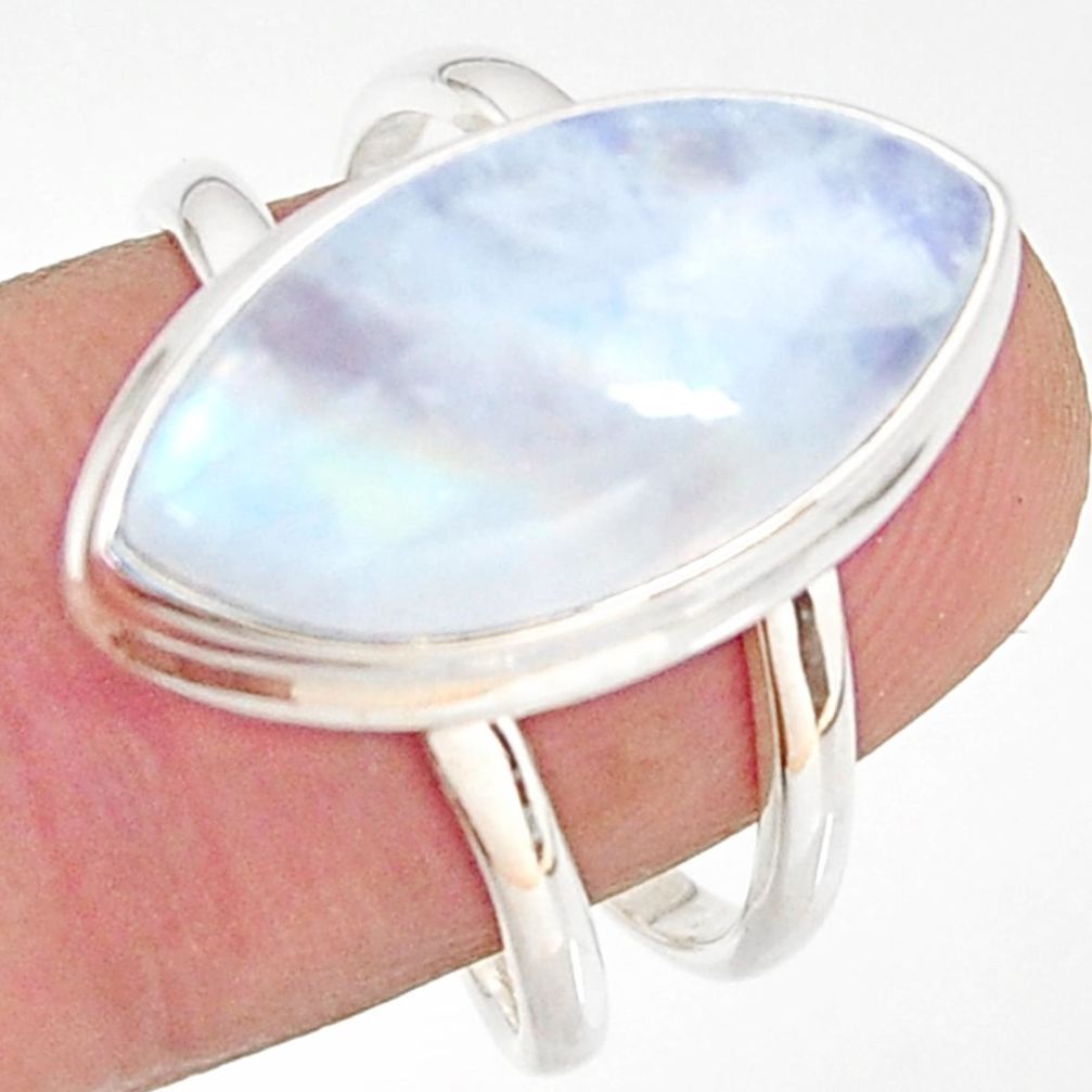 13.77cts natural rainbow moonstone 925 silver solitaire ring size 8.5 r37729