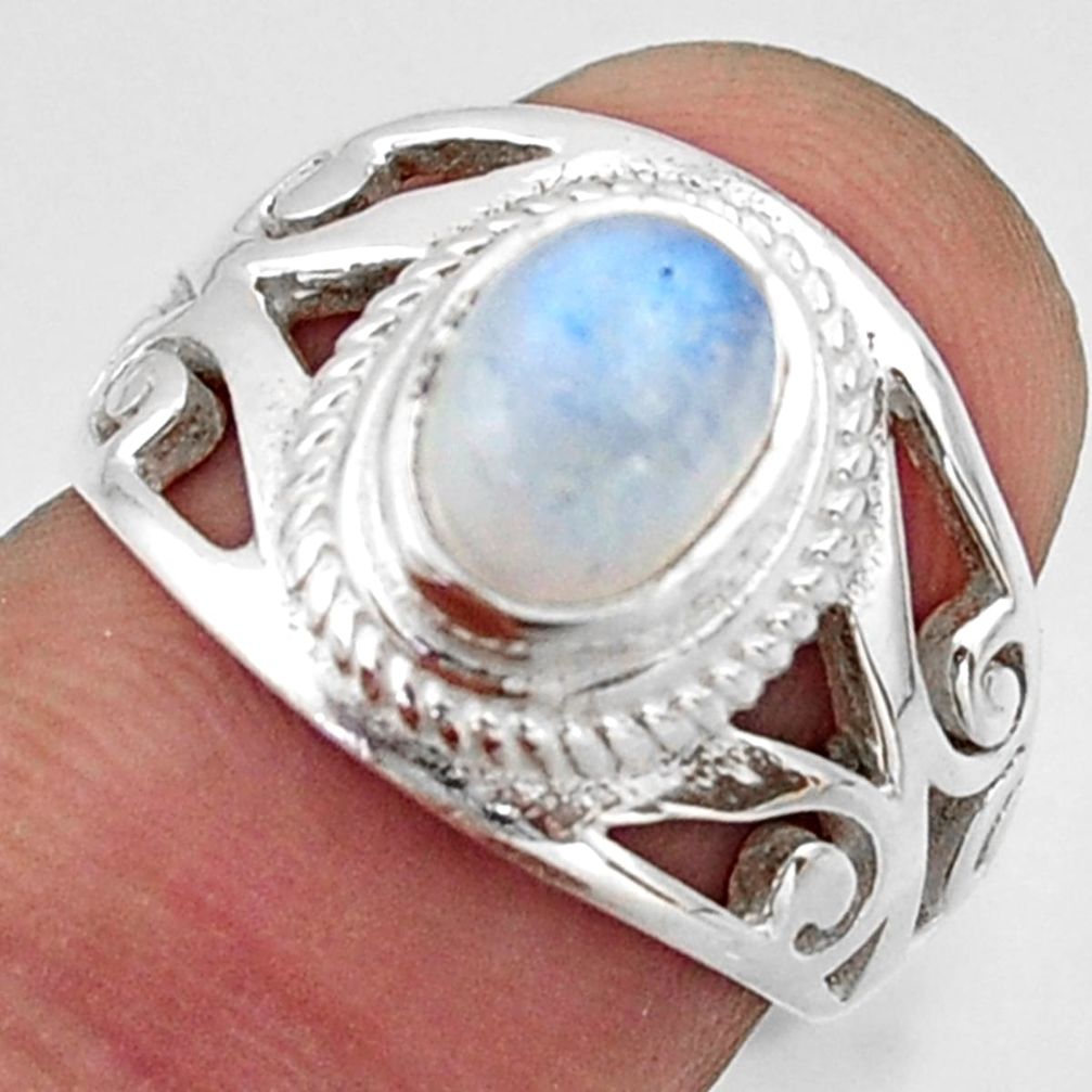 2.20cts natural rainbow moonstone 925 silver solitaire ring size 6.5 r40919