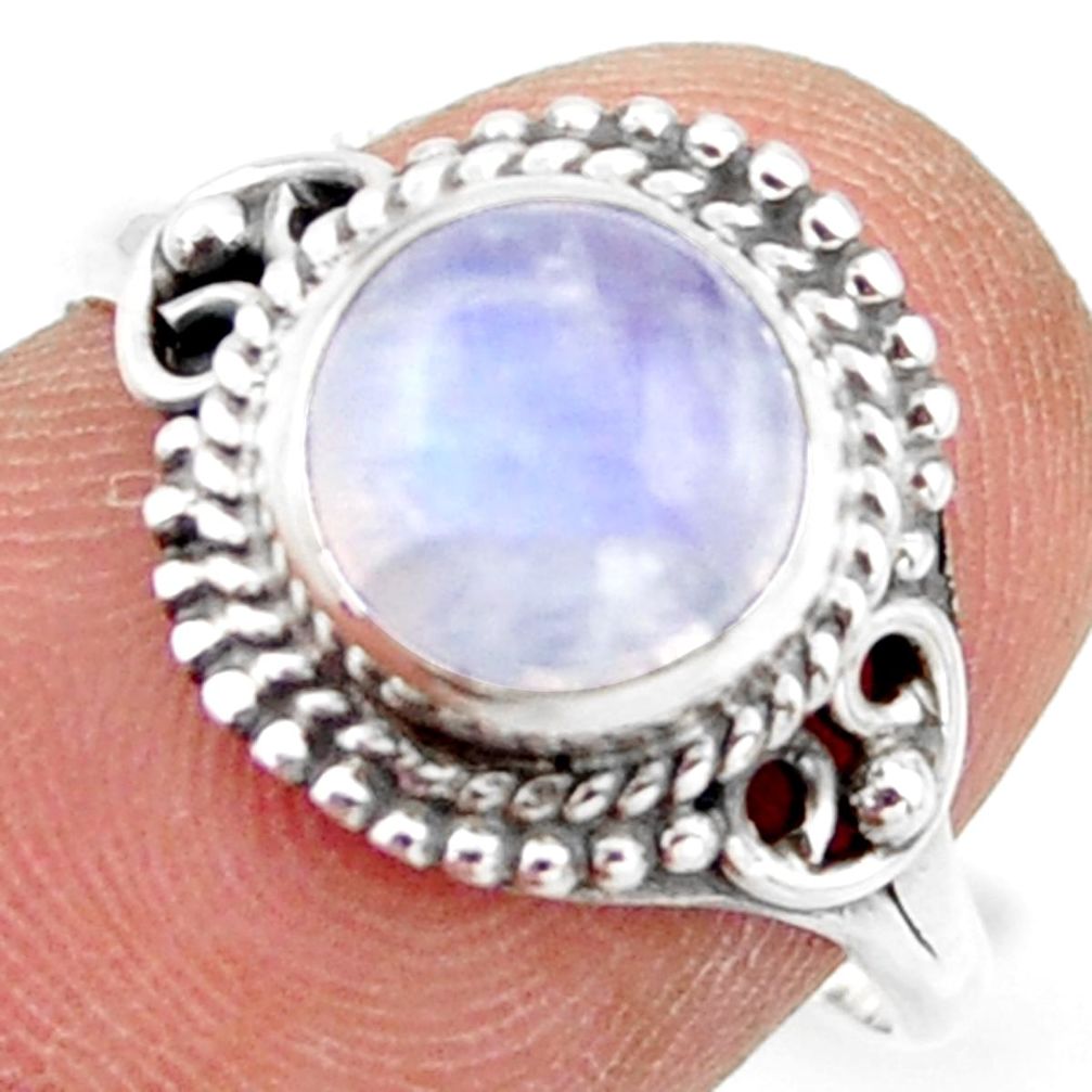 2.68cts natural rainbow moonstone 925 silver solitaire ring size 7.5 r41420