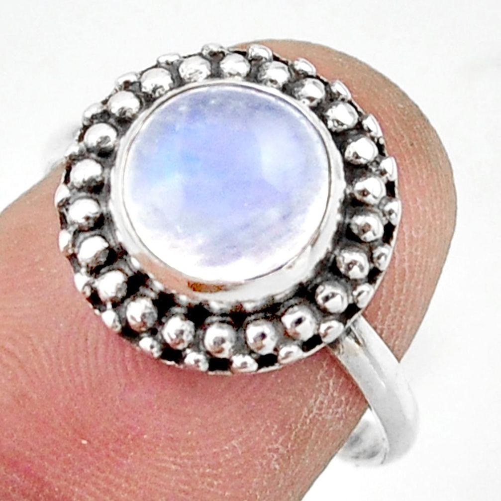 3.06cts natural rainbow moonstone 925 silver solitaire ring size 7.5 r41460