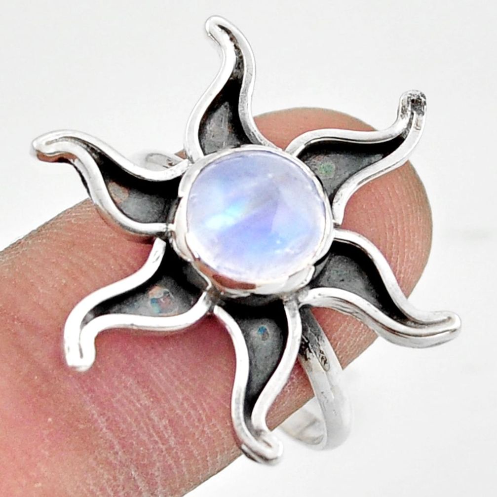3.50cts natural rainbow moonstone 925 silver solitaire ring size 8.5 r41476