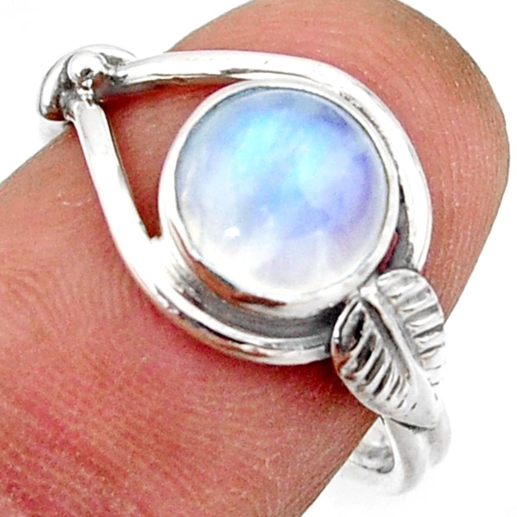 3.17cts natural rainbow moonstone 925 silver solitaire ring size 7.5 r41555