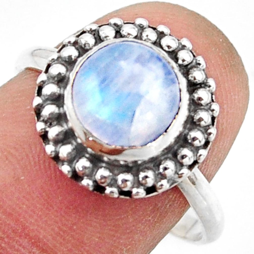 3.29cts natural rainbow moonstone 925 silver solitaire ring size 8.5 r41579