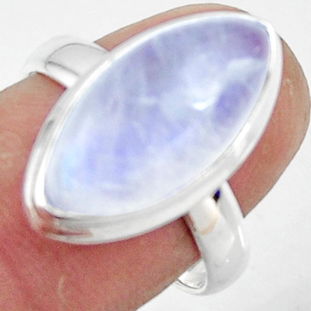 8.78cts natural rainbow moonstone 925 silver solitaire ring size 7.5 r47369