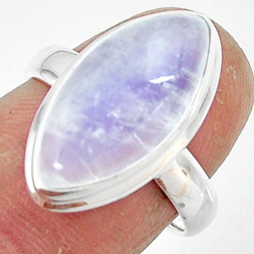 8.35cts natural rainbow moonstone 925 silver solitaire ring size 6.5 r47371