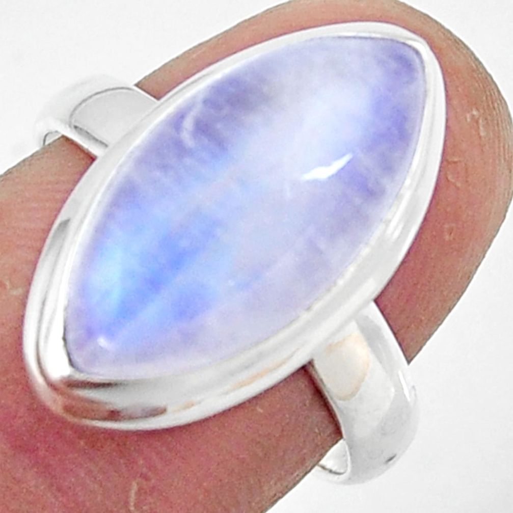 8.45cts natural rainbow moonstone 925 silver solitaire ring size 7.5 r47378