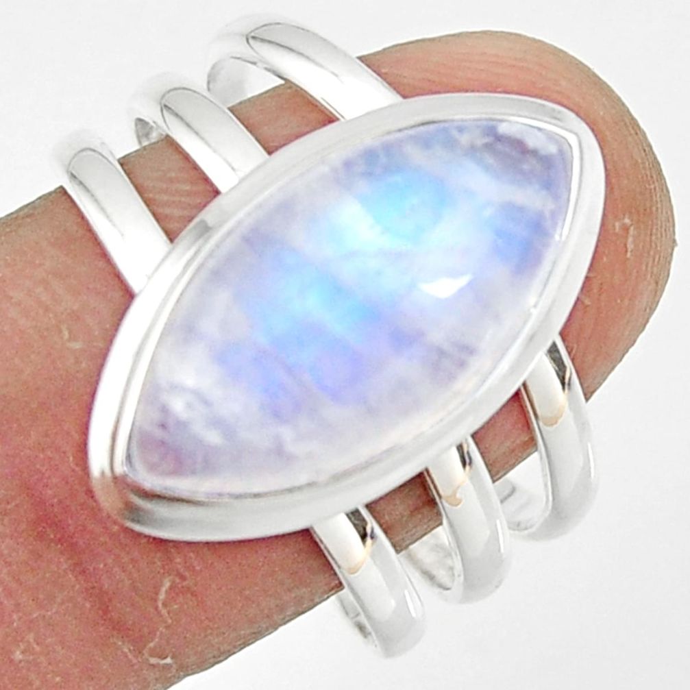 8.36cts natural rainbow moonstone 925 silver solitaire ring size 9.5 r47403