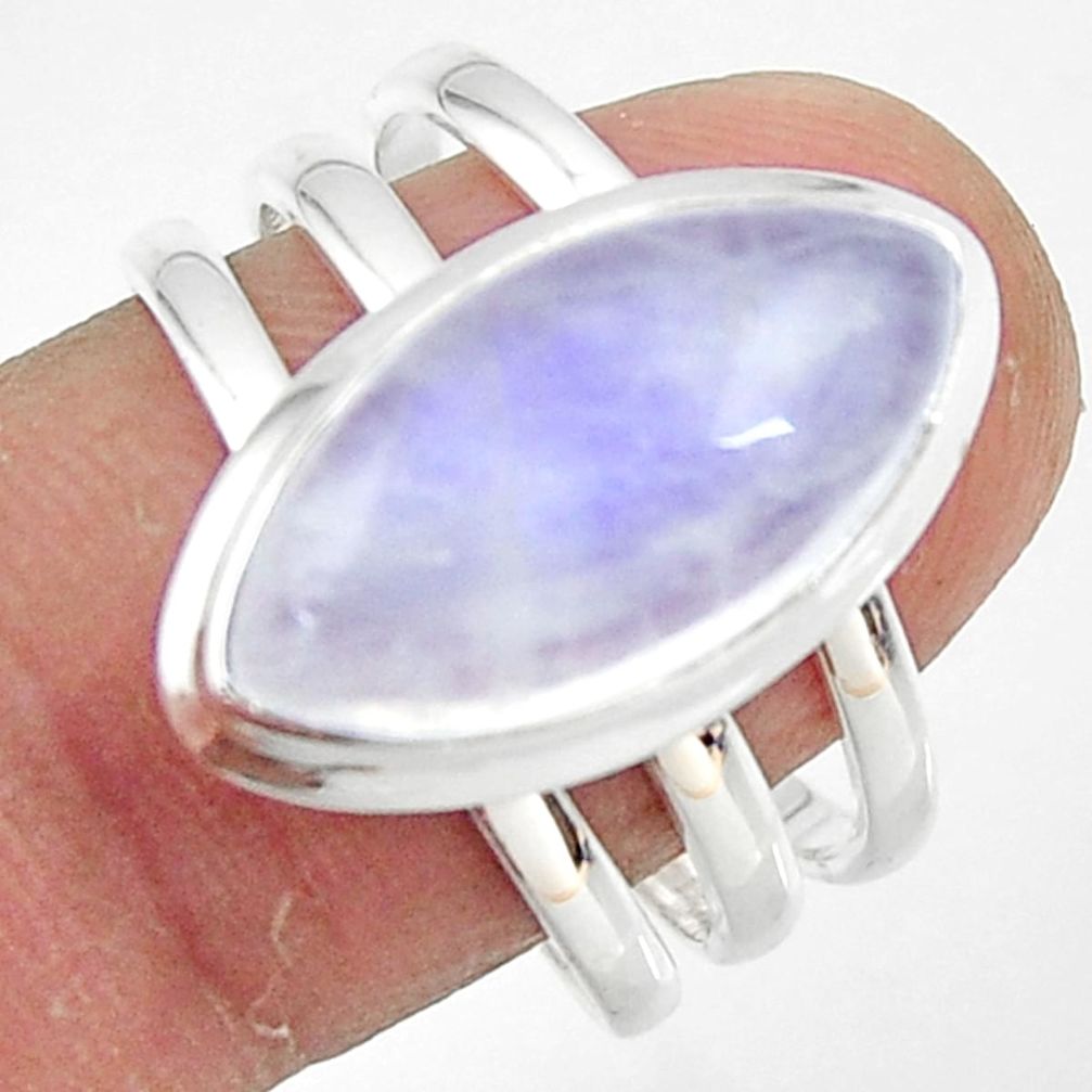 8.63cts natural rainbow moonstone 925 silver solitaire ring size 8.5 r47415