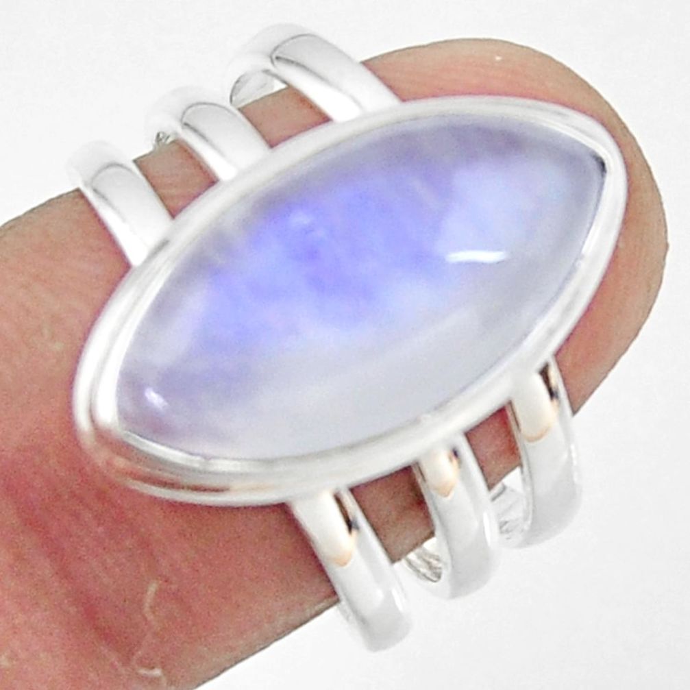 8.57cts natural rainbow moonstone 925 silver solitaire ring size 7.5 r47420