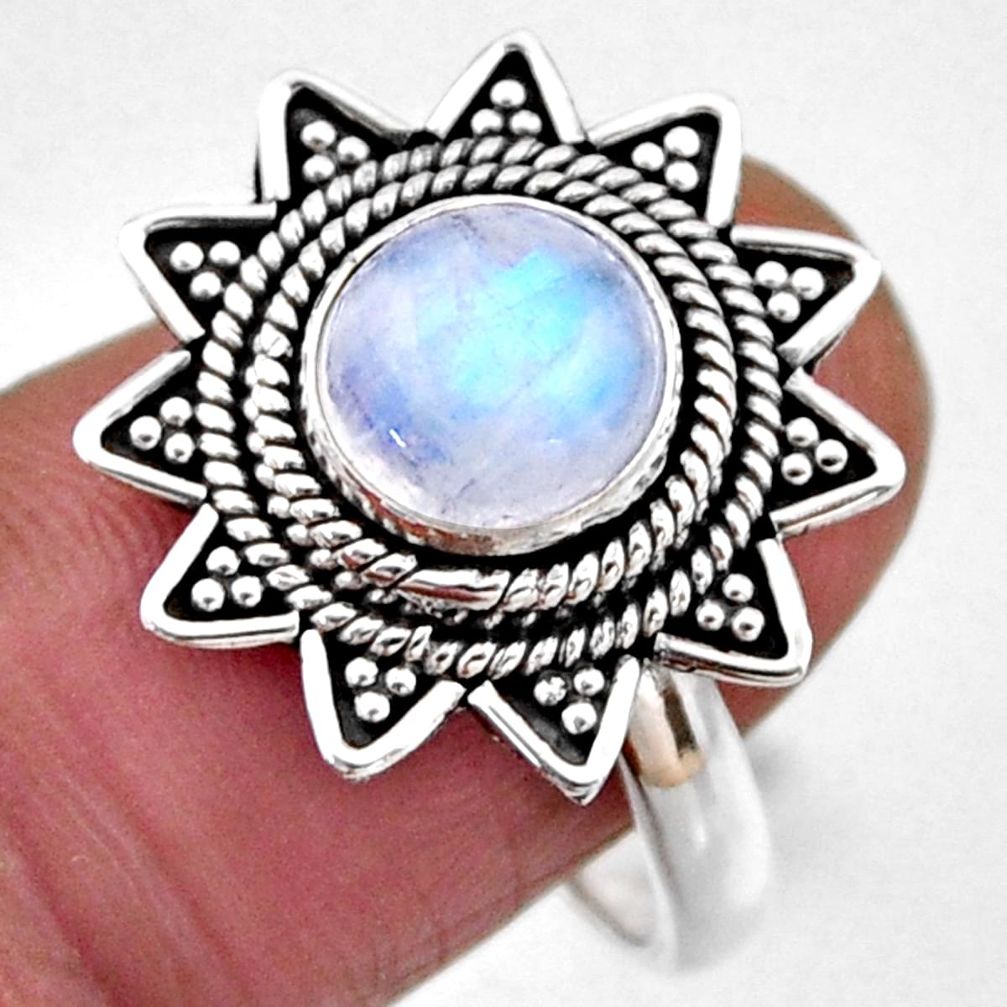 3.01cts natural rainbow moonstone 925 silver solitaire ring size 8.5 r54338