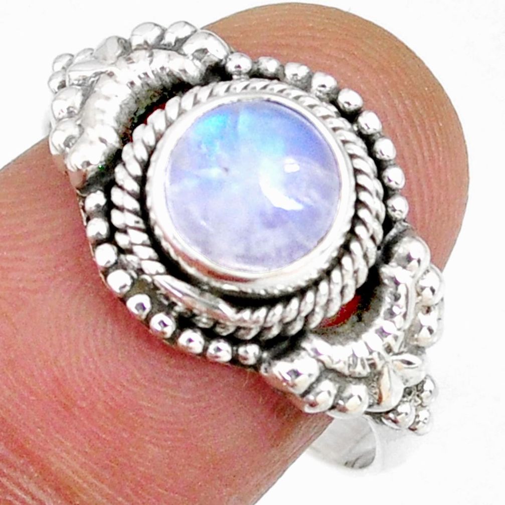 2.44cts natural rainbow moonstone 925 silver solitaire ring size 8.5 r58194