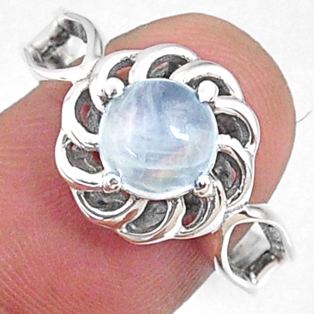 2.55cts natural rainbow moonstone 925 silver solitaire ring size 8.5 r68696