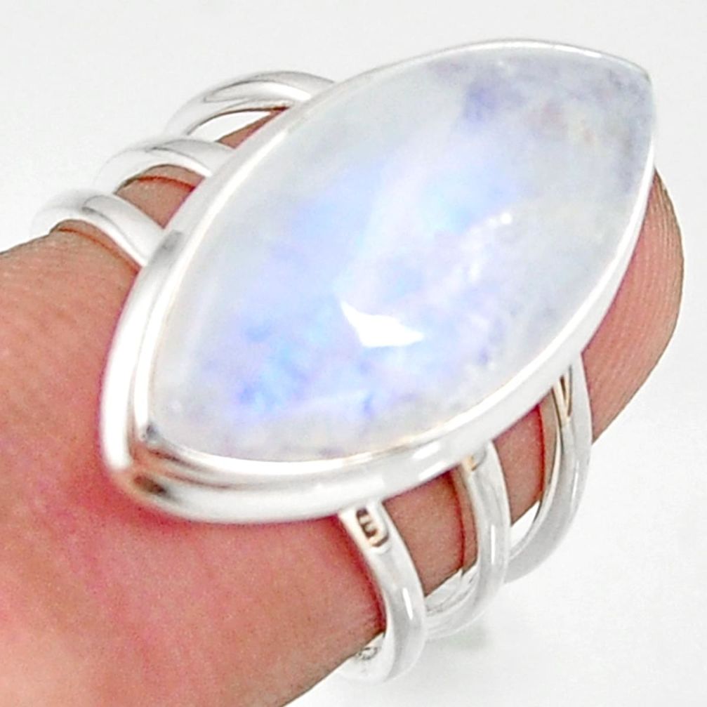 14.23cts natural rainbow moonstone 925 silver solitaire ring size 6 r37752