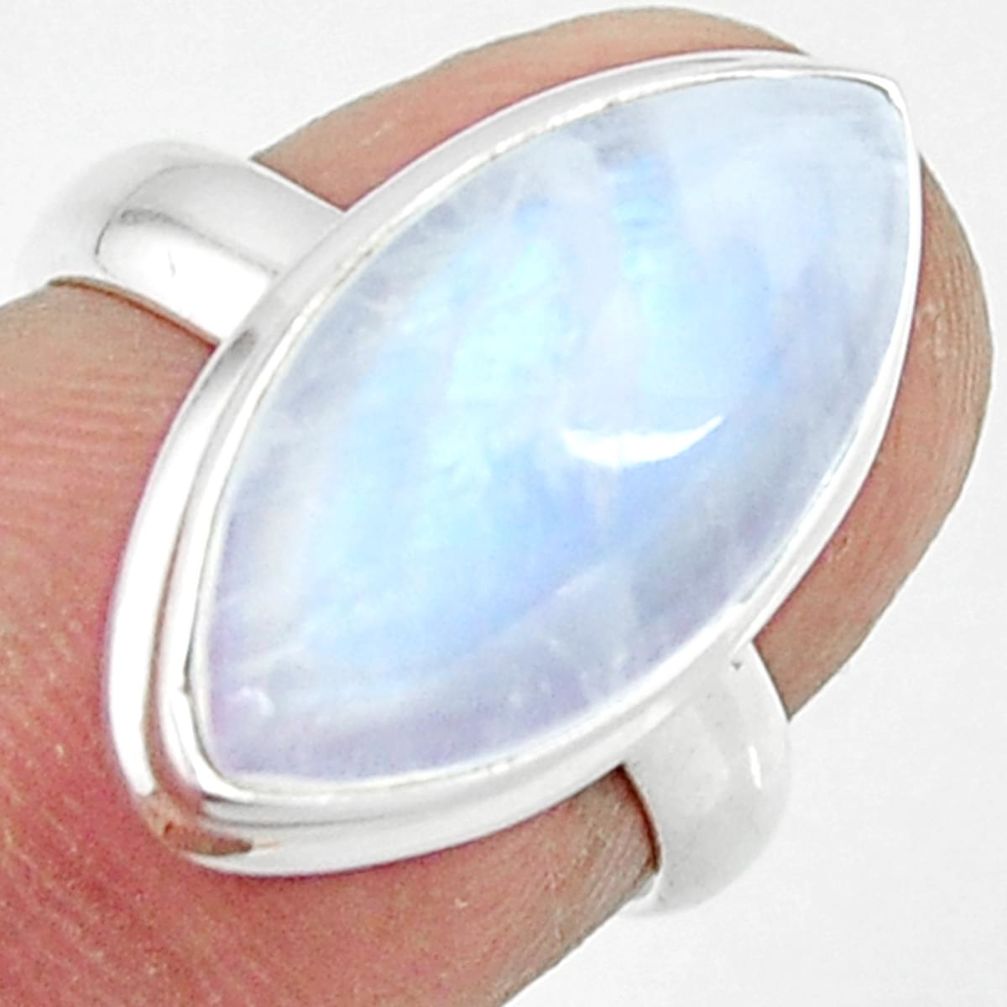 8.26cts natural rainbow moonstone 925 silver solitaire ring size 6 r47361