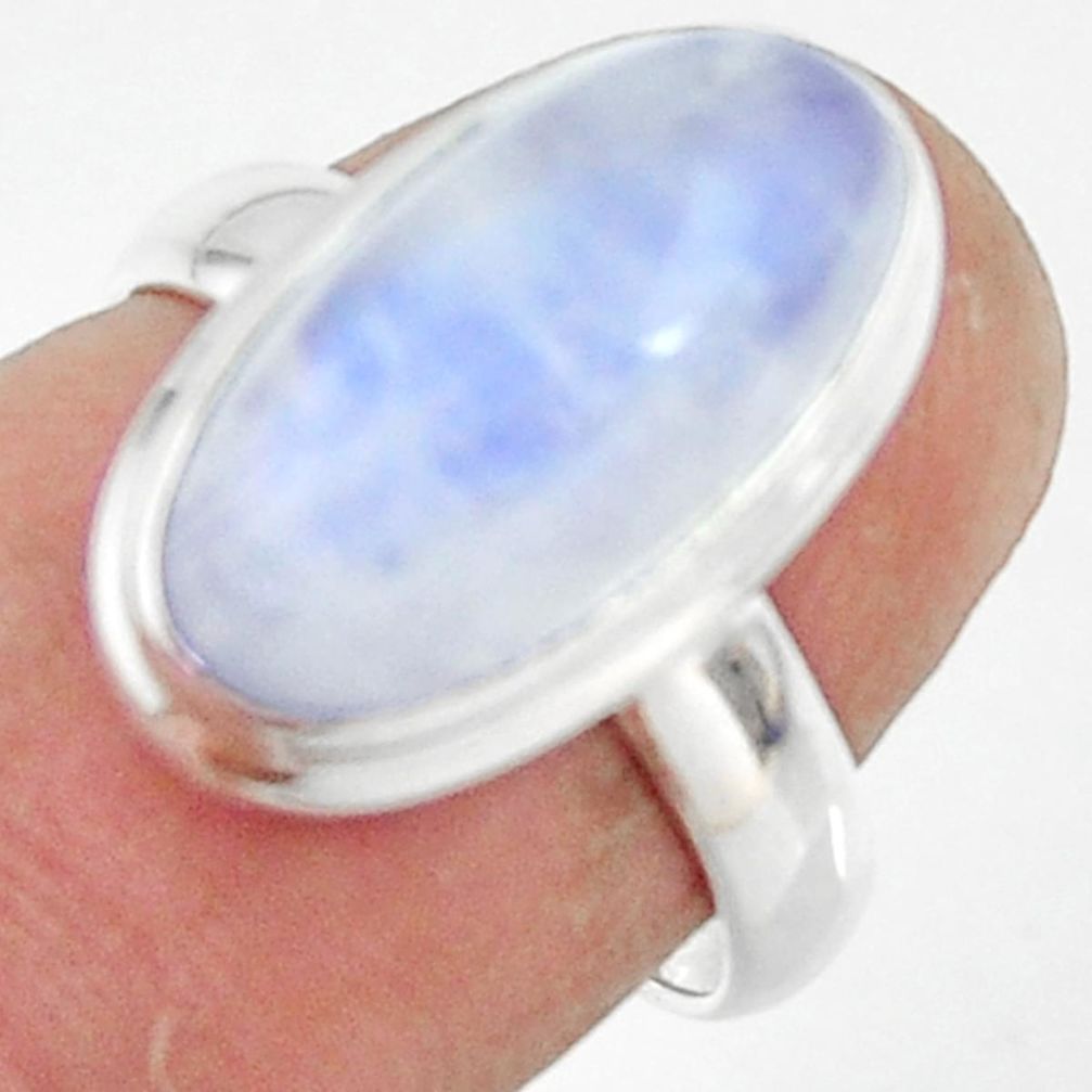 6.33cts natural rainbow moonstone 925 silver solitaire ring size 6 r47362