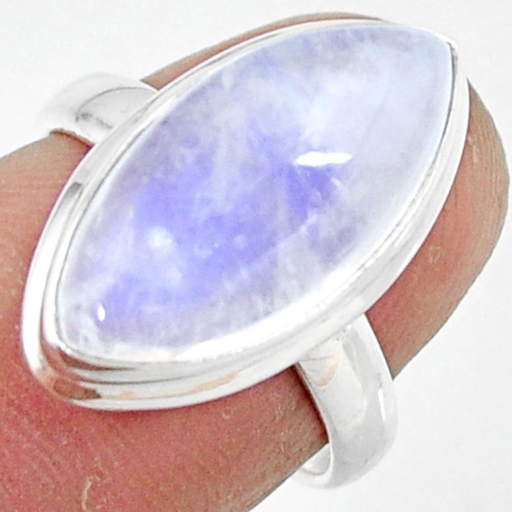 8.74cts natural rainbow moonstone 925 silver solitaire ring size 6 r47365