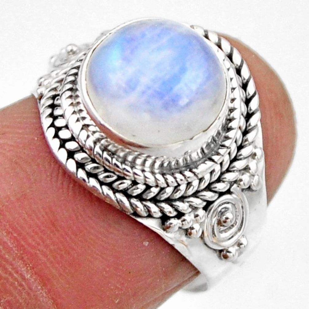 4.42cts natural rainbow moonstone 925 silver solitaire ring size 6 r53282