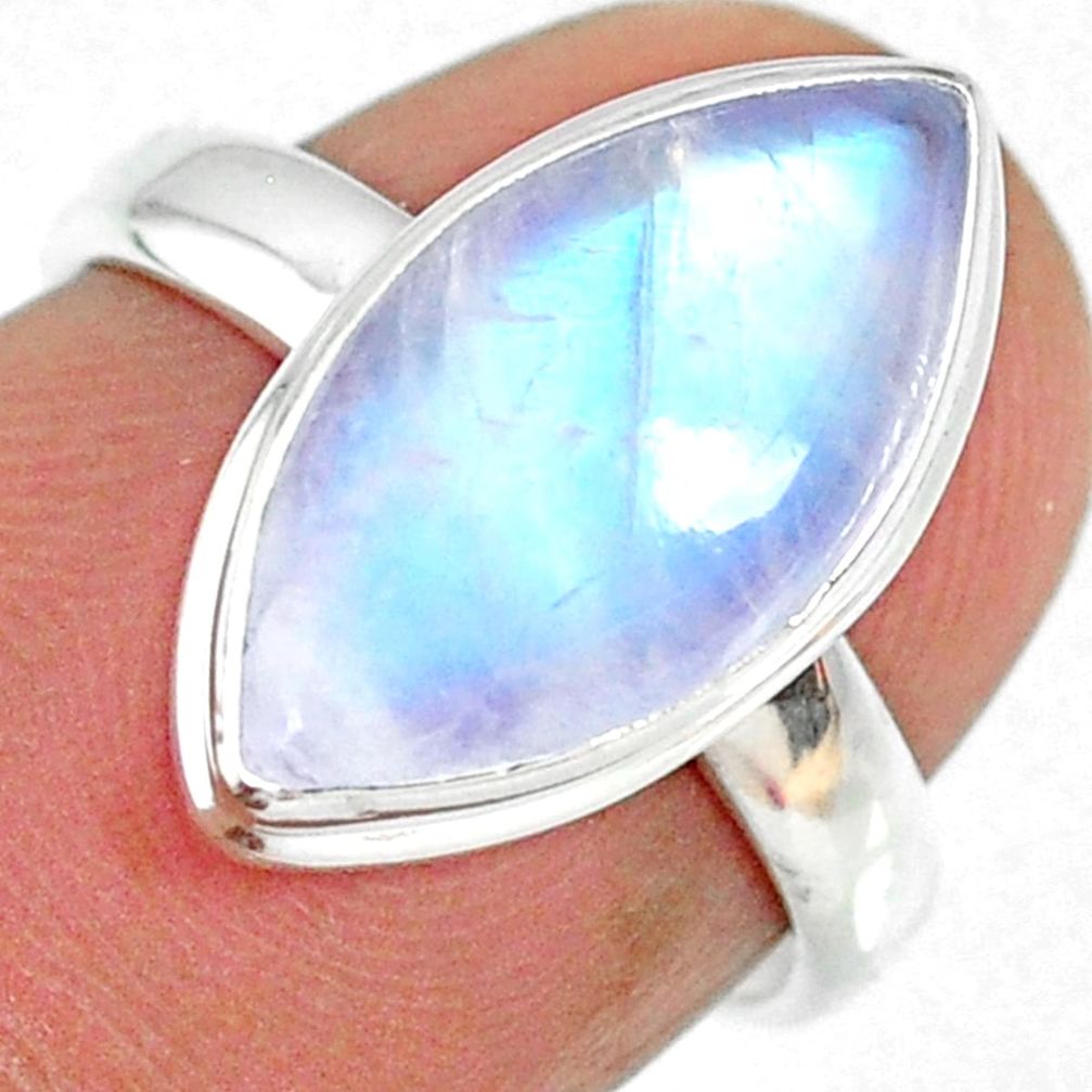 8.12cts natural rainbow moonstone 925 silver solitaire ring size 6 r63742