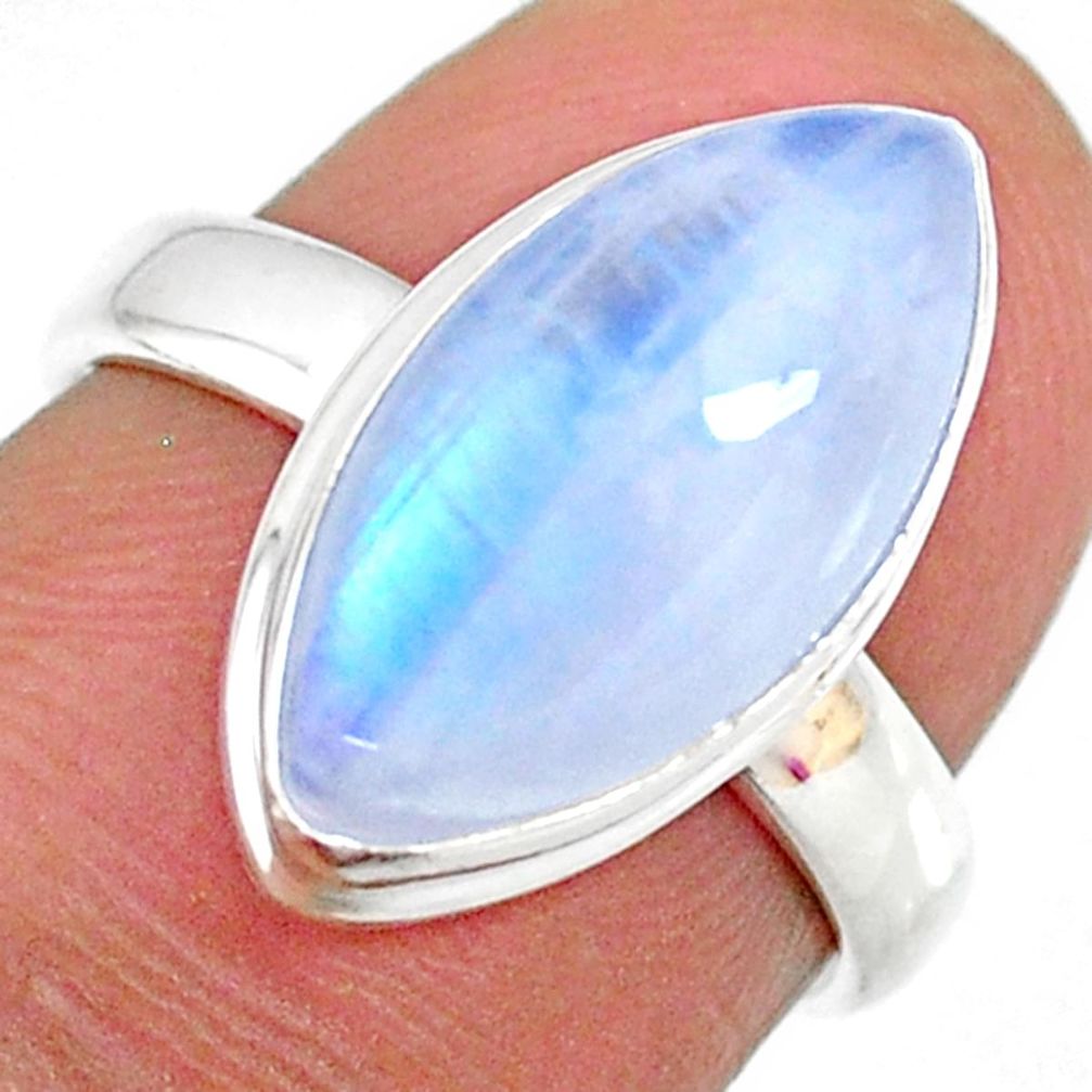 7.21cts natural rainbow moonstone 925 silver solitaire ring size 6 r63758