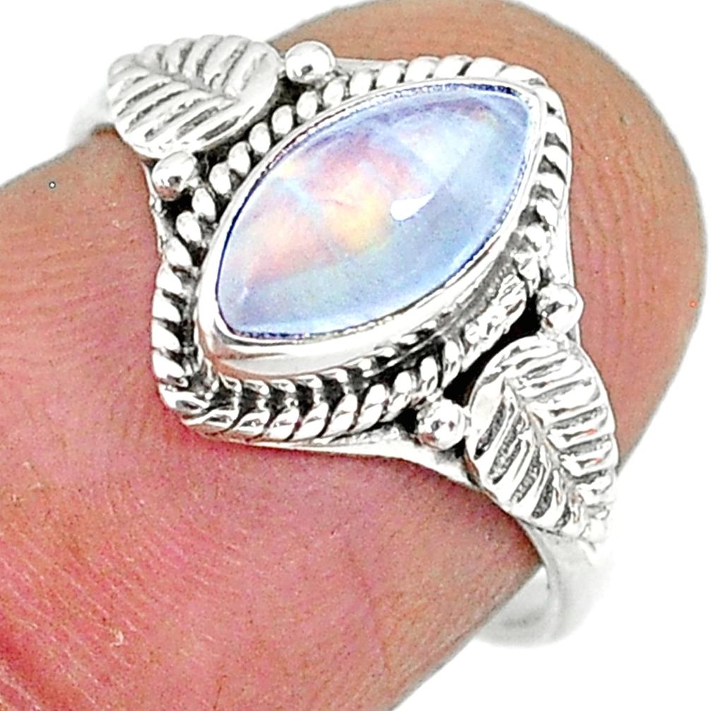 2.42cts natural rainbow moonstone 925 silver solitaire ring size 6 r92610