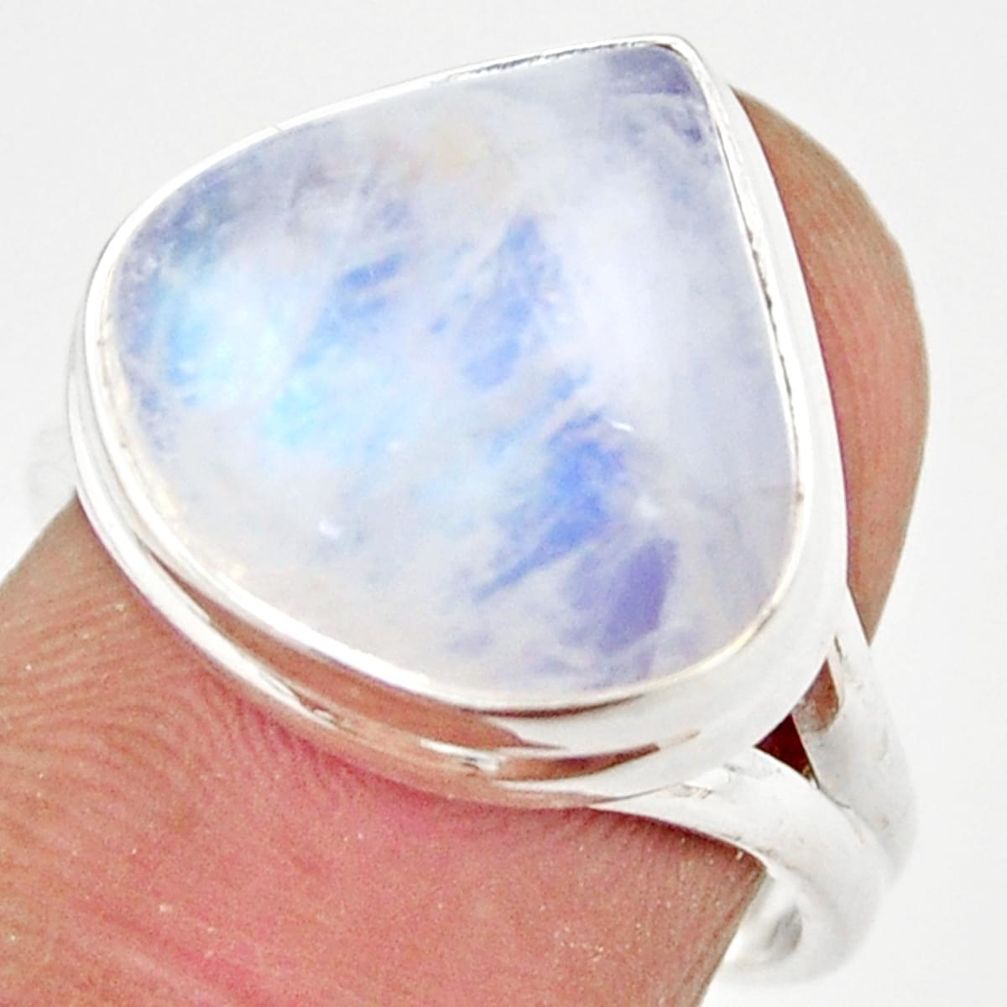 10.02cts natural rainbow moonstone 925 silver solitaire ring size 7 r21483