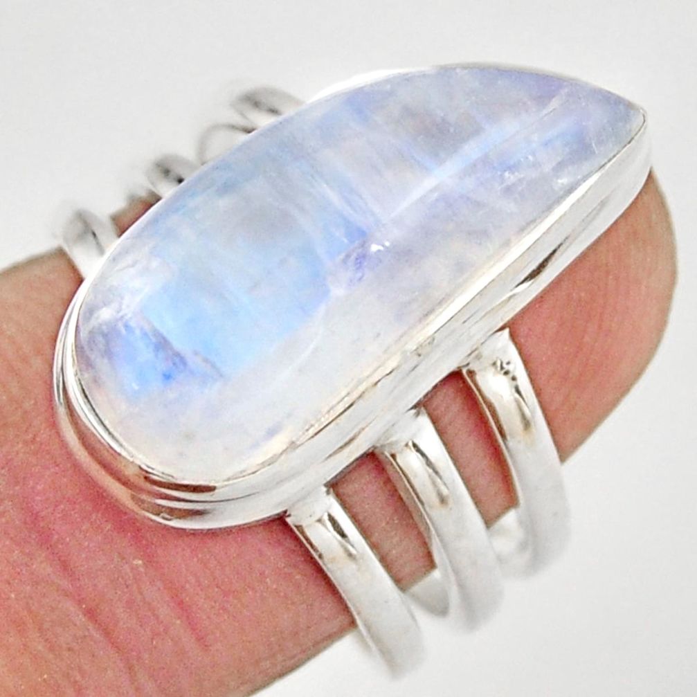 11.48cts natural rainbow moonstone 925 silver solitaire ring size 7 r21492