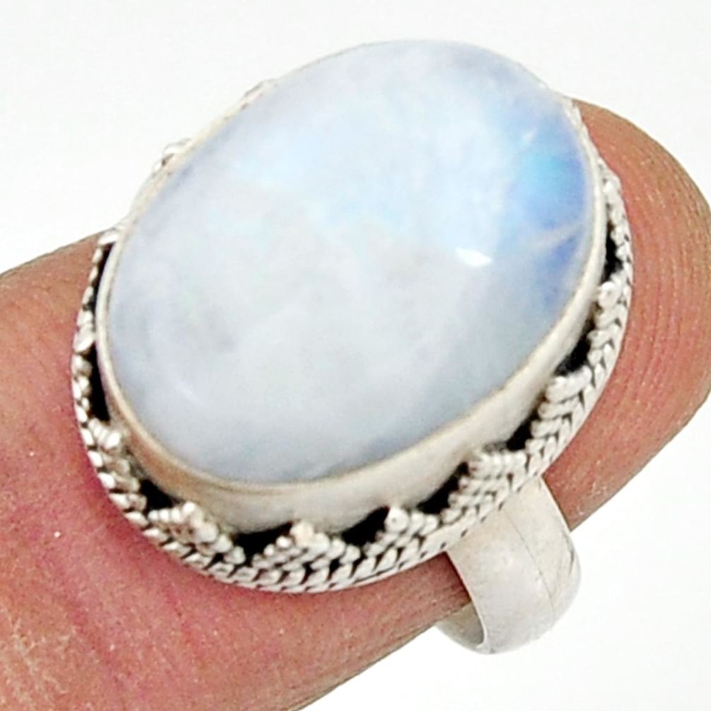 10.44cts natural rainbow moonstone 925 silver solitaire ring size 7 r22310