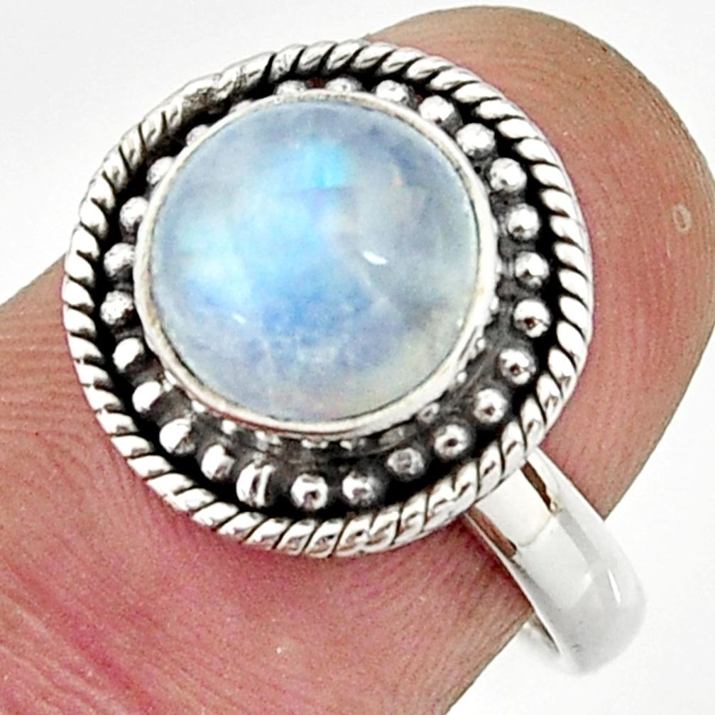 4.88cts natural rainbow moonstone 925 silver solitaire ring size 7 r26616