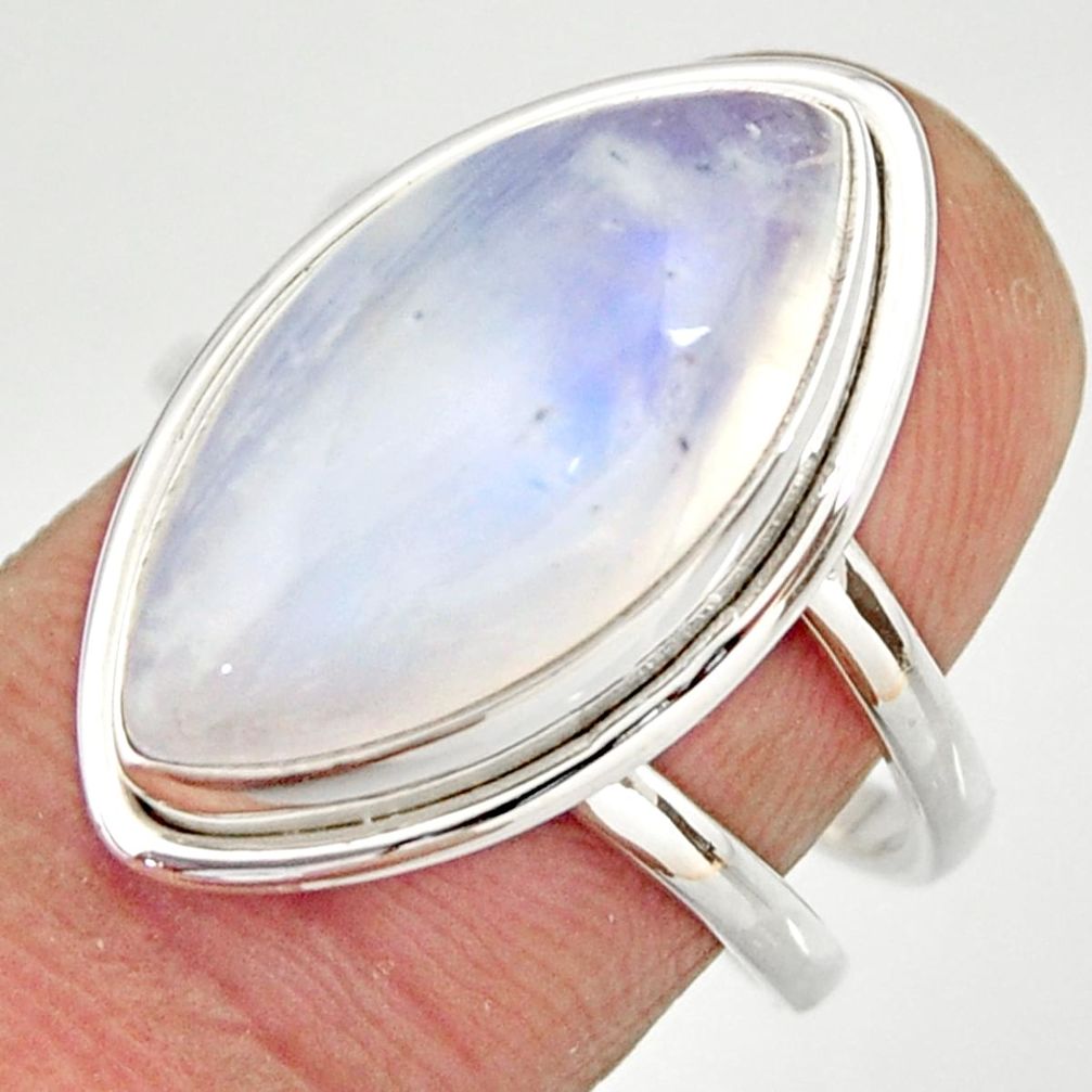 11.42cts natural rainbow moonstone 925 silver solitaire ring size 7 r27026