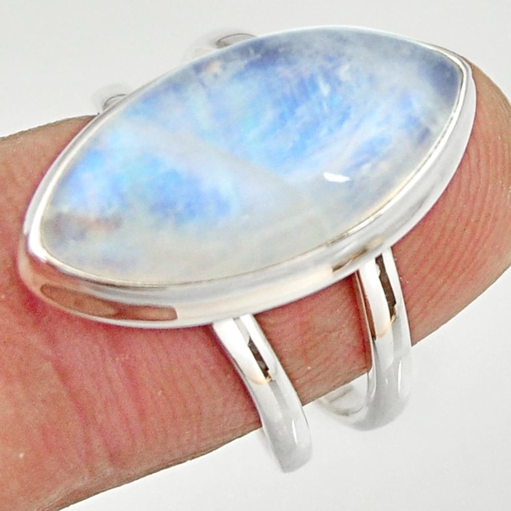 11.44cts natural rainbow moonstone 925 silver solitaire ring size 7 r27040