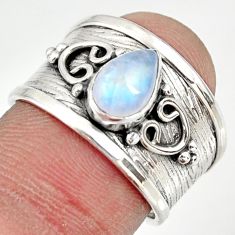 2.12cts natural rainbow moonstone 925 silver solitaire ring size 7 r34477
