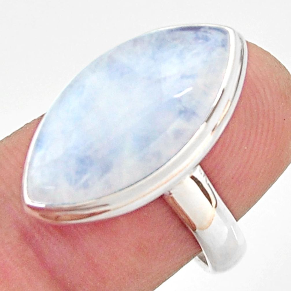 14.23cts natural rainbow moonstone 925 silver solitaire ring size 7 r37715