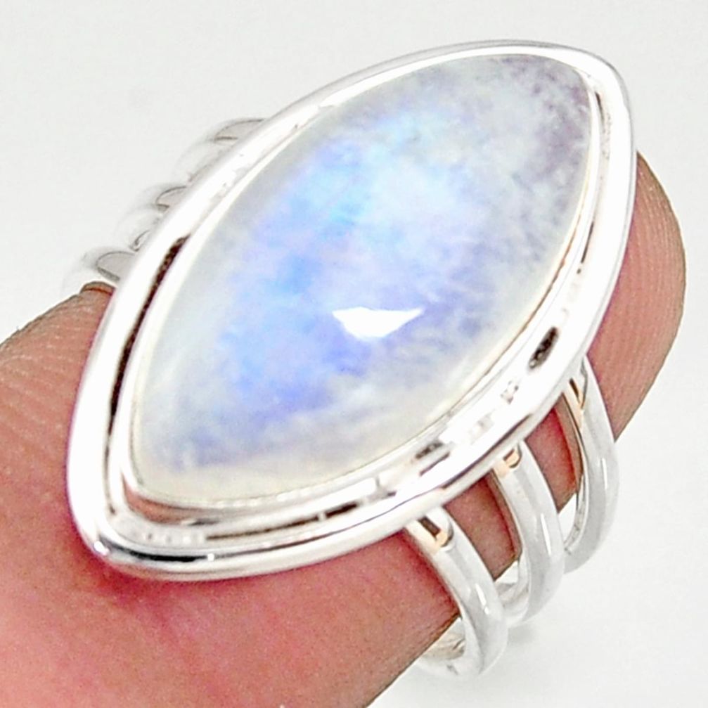 14.26cts natural rainbow moonstone 925 silver solitaire ring size 7 r37758